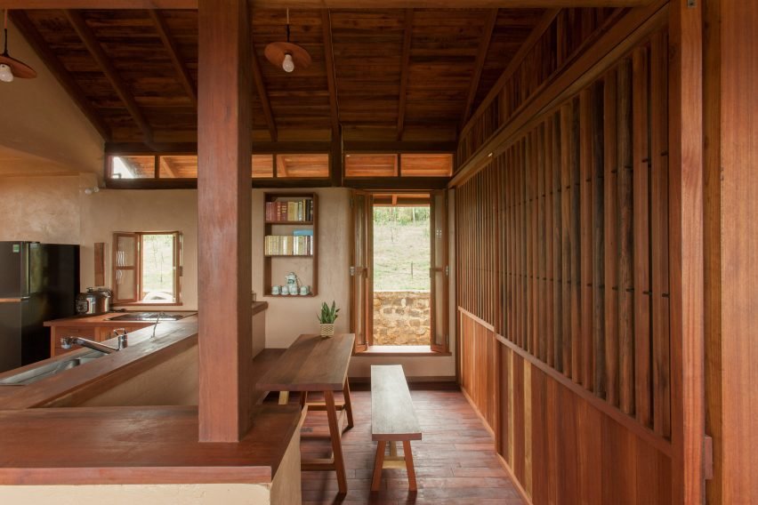 Di Linh House, Vietnam, by K59 Atelier, made from local materials such as rammed earth and timber.