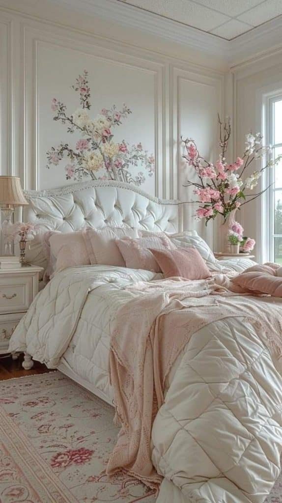 Reprodução/Pinterest - Cama ornamentada branca