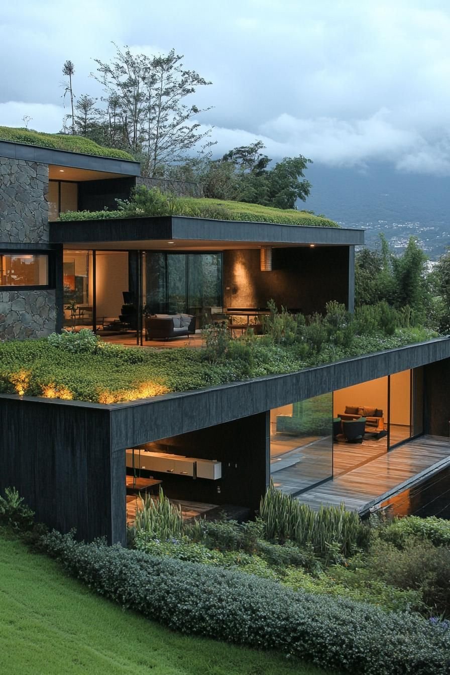 casas modernas telhado verde